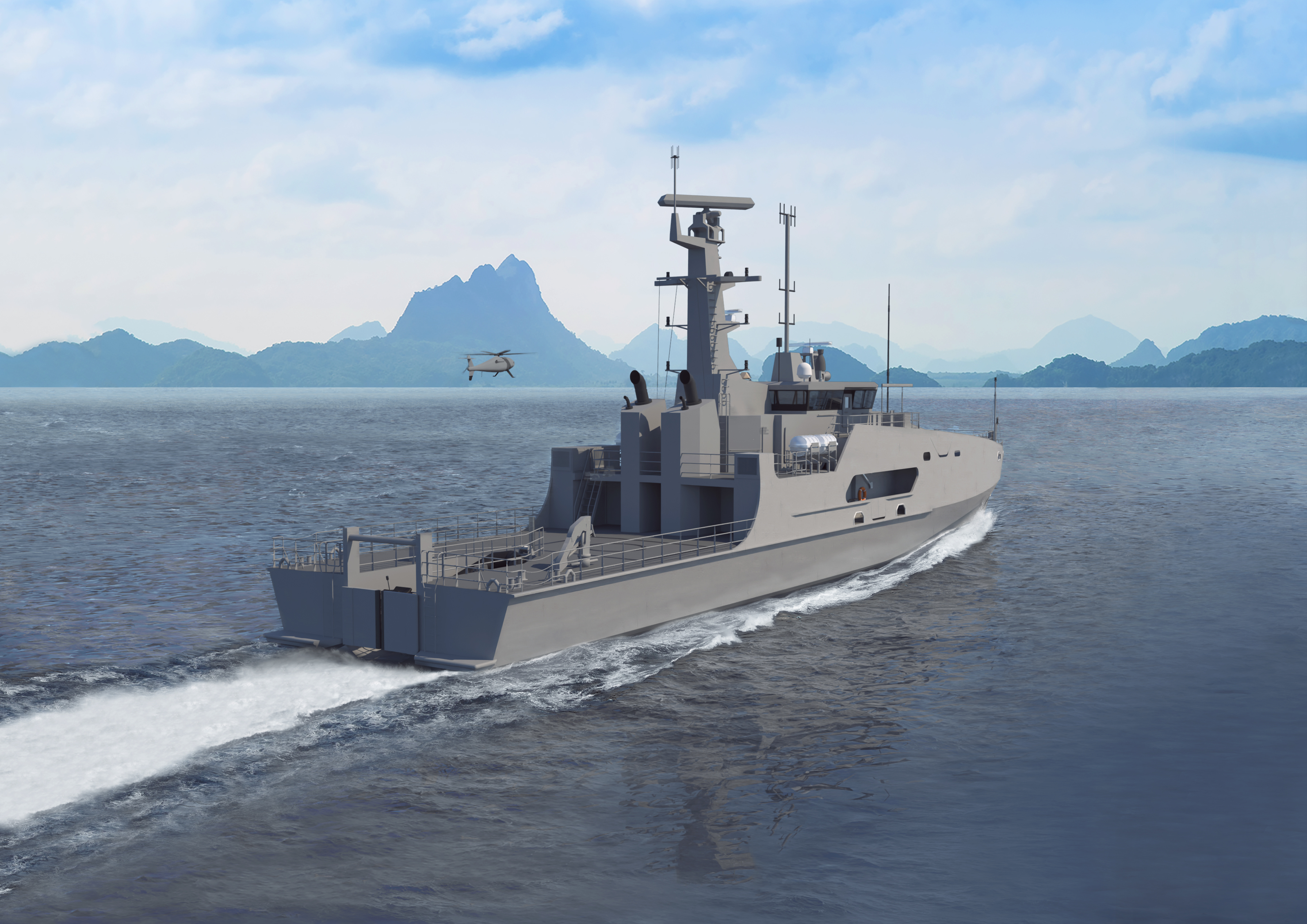 Image of a concept of Austal's Offshore Patrol 60 vessel, surveillance variant.