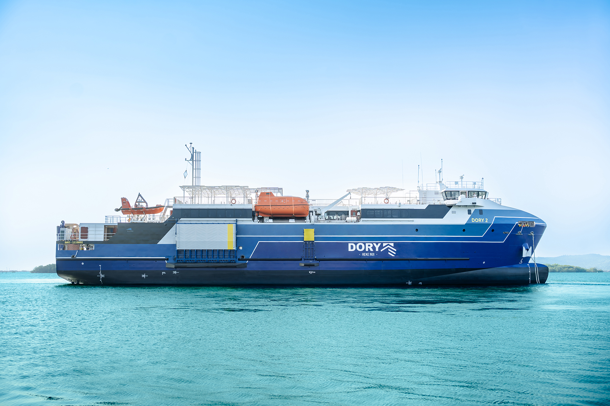 Image of 'Dory 2', a vessel built by Austal's Vietnam shipyard for The Degage Group, following the vessel's successful launch in March 2026.
