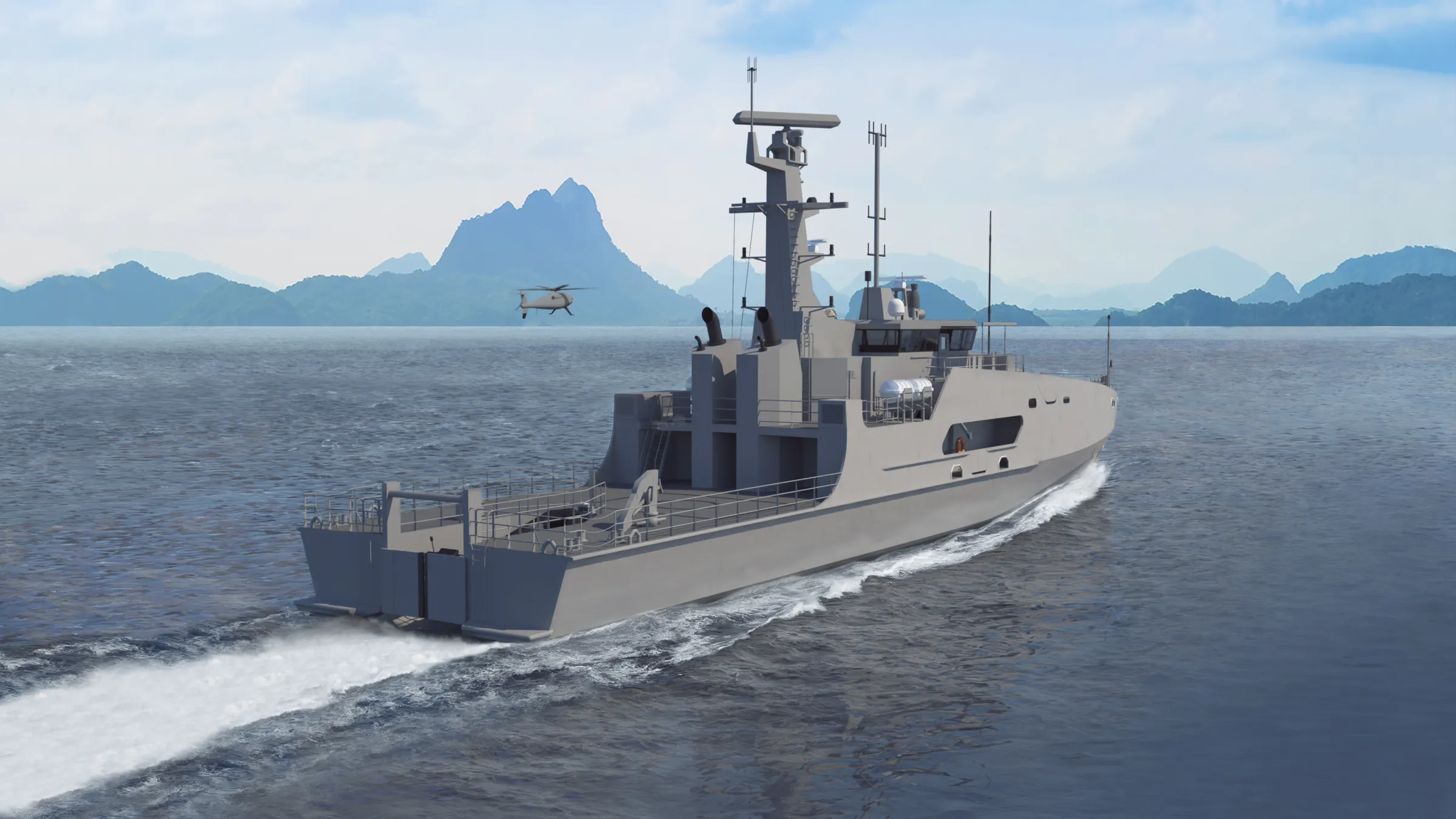 Image of a concept of Austal's Offshore Patrol 60 vessel, surveillance variant.