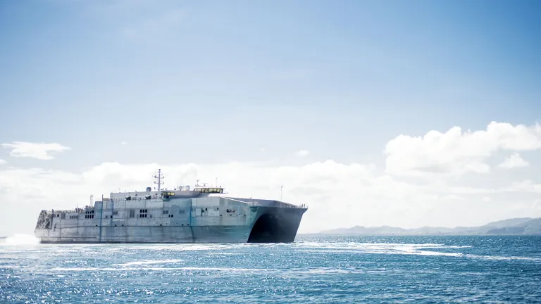 Image of United States Navy's USNS Spearhead, designed and constructed by Austal in the USA.