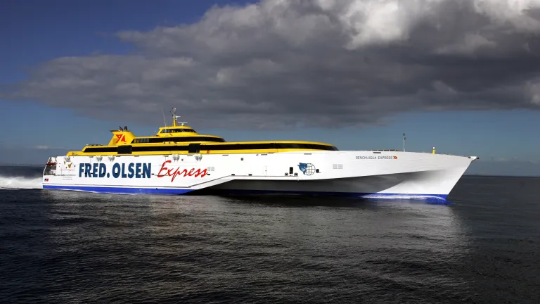 Image of Benchijigua Express, the world's largest trimaran passenger ferry built by Austal for Fred. Olsen Express
