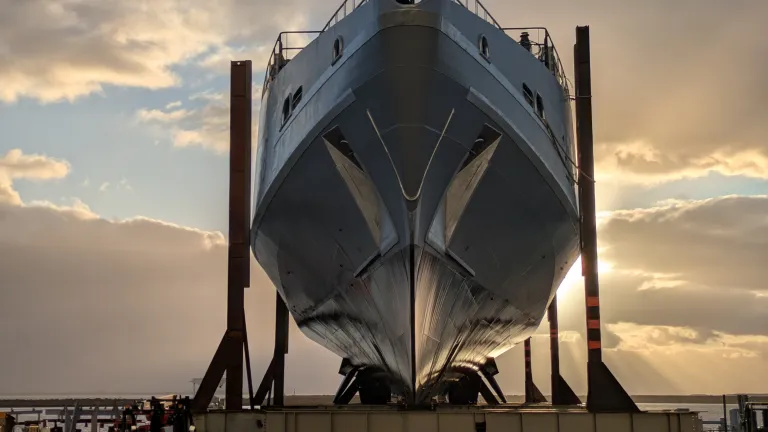 Image of Royal Australian Navy's Cape Class Patrol boat, ADV Cape Hawke, designed and built by Austal Australia 