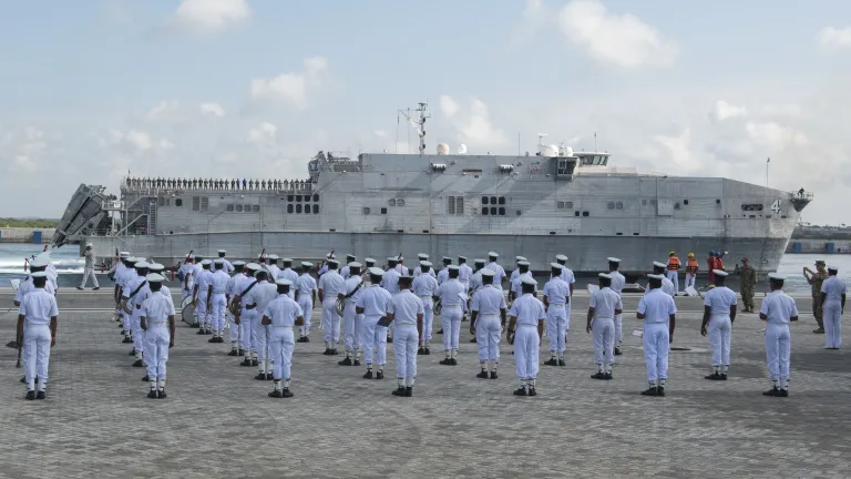 Image of Austal USA's constructed USNS Fall River for the United States Navy.  (U.S. Navy photo by Mass Communication Specialist 2nd Class Joshua Fulton/Released)