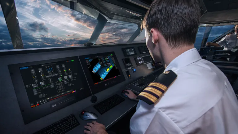 Image of a person using Austal's MarineLink system