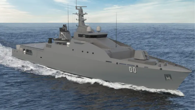 Image of a concept of Austal's Offshore Patrol 83 vessel