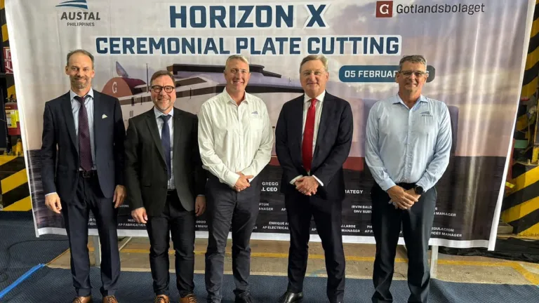 Executives from Austal and Gotlandsbolaget at the Plate Cutting Ceremony for Horizon X