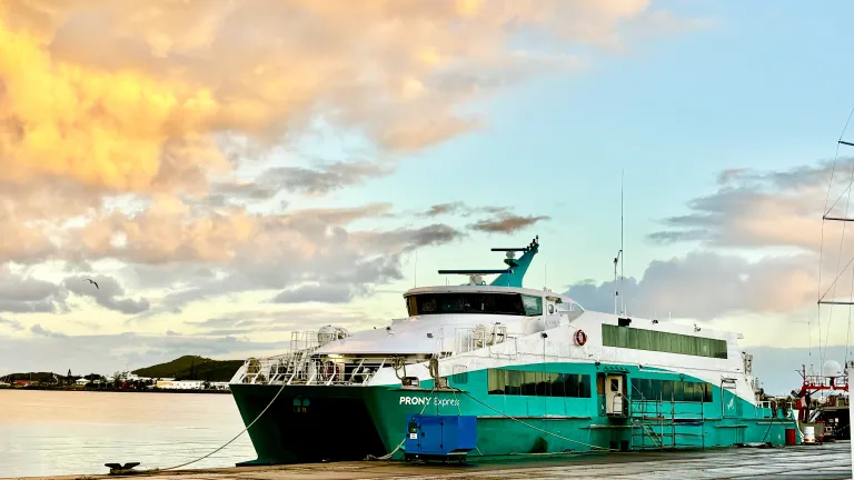 Image of Prony Express in New Caledonia during Austal delivery of MARINELINK-Prime upgrade.