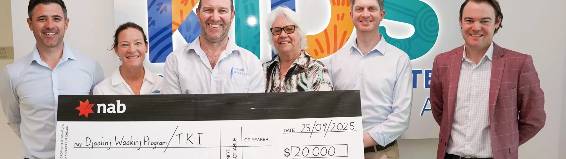 Image of Austal Australia, 'Austal Giving' team presenting a cheque to the Djaalinj Waakinj programme